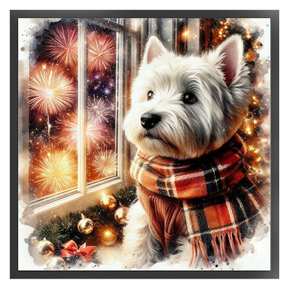 Puppy By Window - 11CT Stamped Cross Stitch 40*40CM
