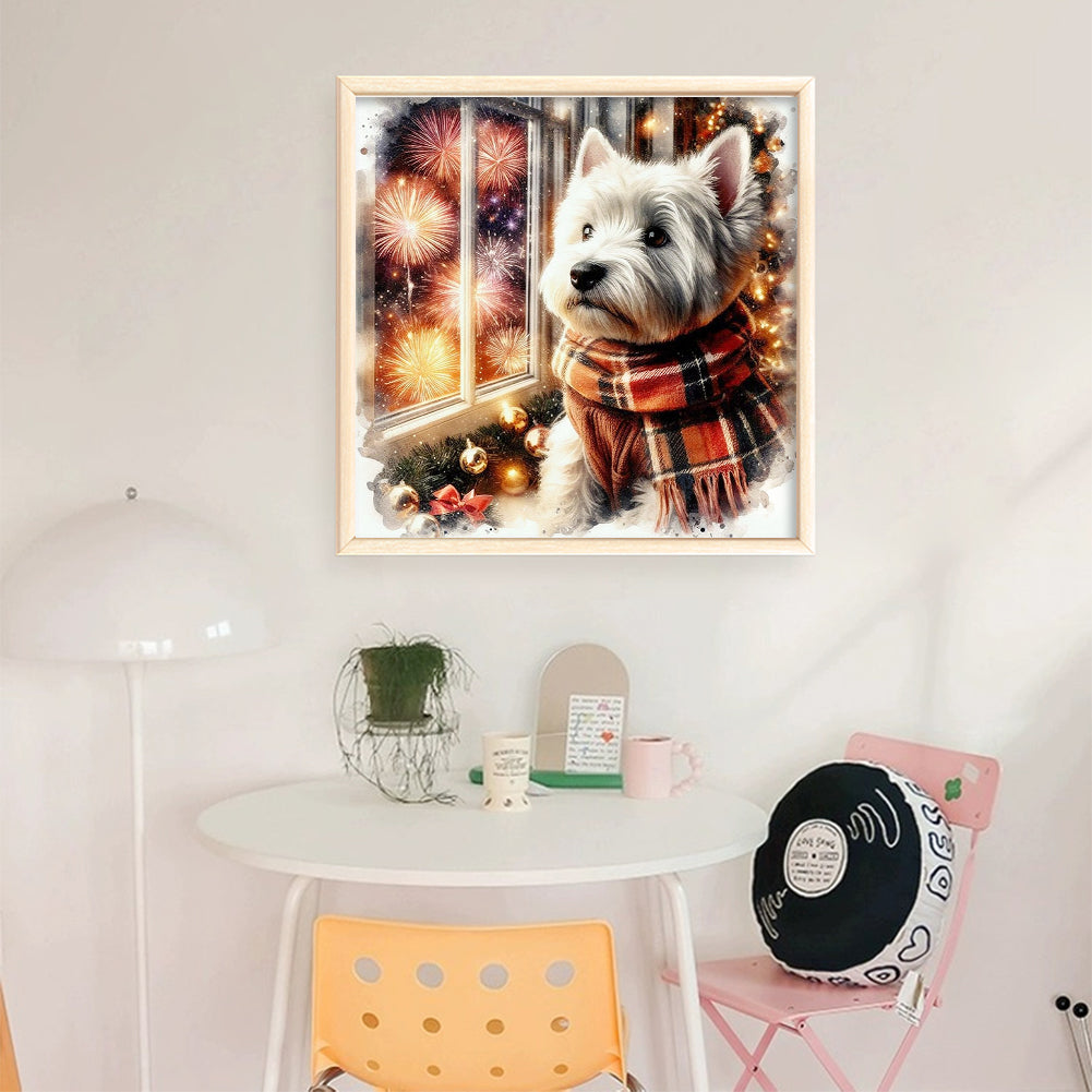 Puppy By Window - 11CT Stamped Cross Stitch 40*40CM