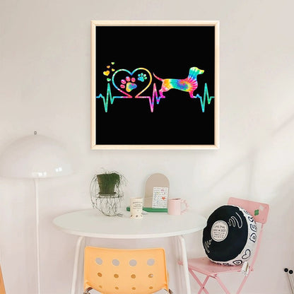 Colored Puppy - 11CT Stamped Cross Stitch 40*40CM