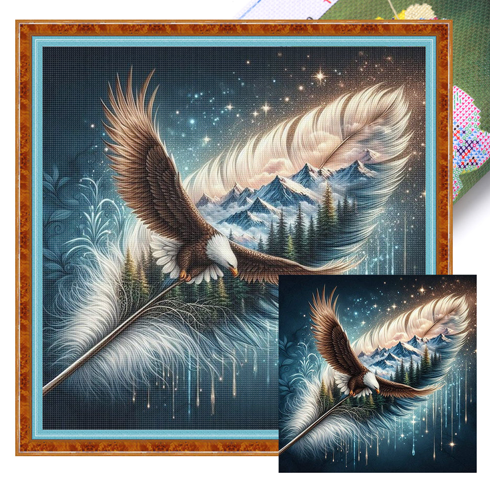 Feather Mountains - 11CT Stamped Cross Stitch 45*45CM