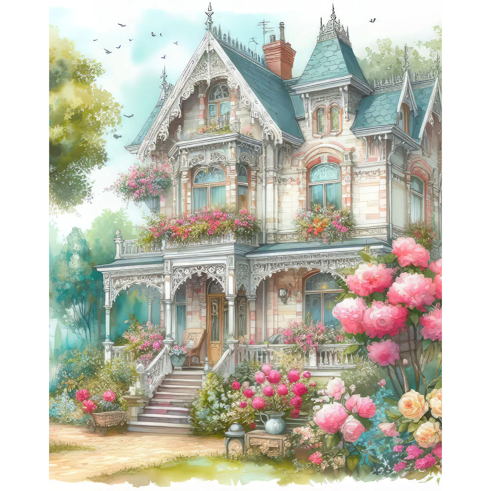Castle House - Full Round Drill Diamond Painting 40*50CM