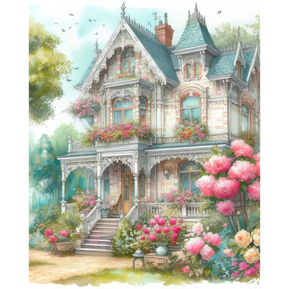Castle House - Full Round Drill Diamond Painting 40*50CM