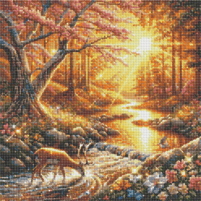 Sunset Woods - Full Round Drill Diamond Painting 40*40CM