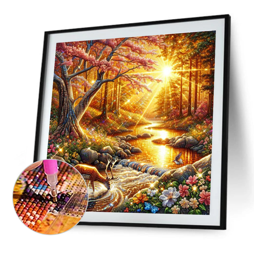 Sunset Woods - Full Round Drill Diamond Painting 40*40CM