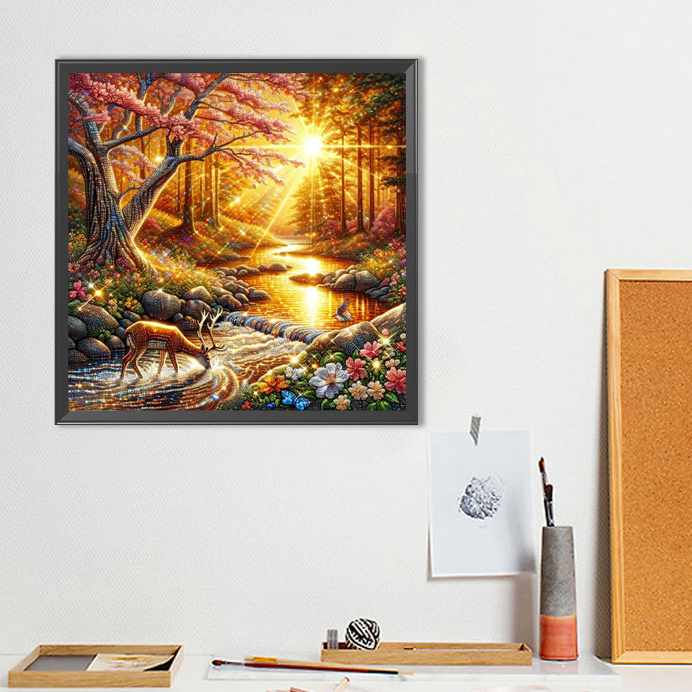 Sunset Woods - Full Round Drill Diamond Painting 40*40CM
