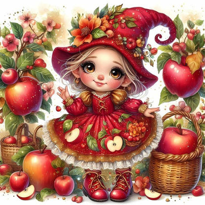 Apple Girl - Full Square Drill Diamond Painting 30*30CM