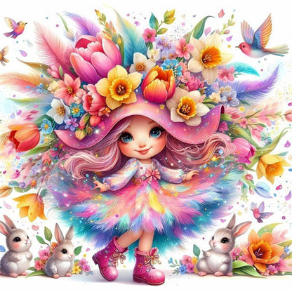 Flower Girl - Full Square Drill Diamond Painting 30*30CM