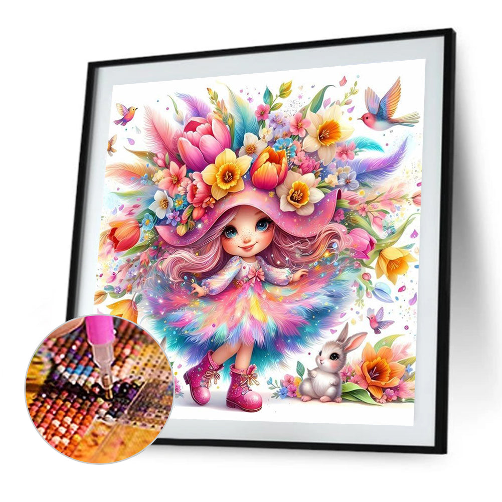 Flower Girl - Full Square Drill Diamond Painting 30*30CM