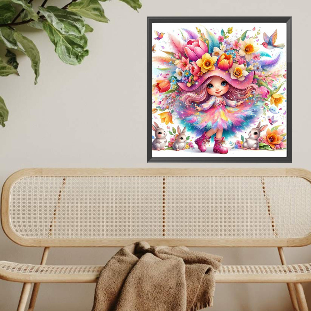Flower Girl - Full Square Drill Diamond Painting 30*30CM