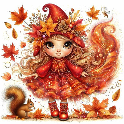 Autumn Girl - Full Square Drill Diamond Painting 30*30CM