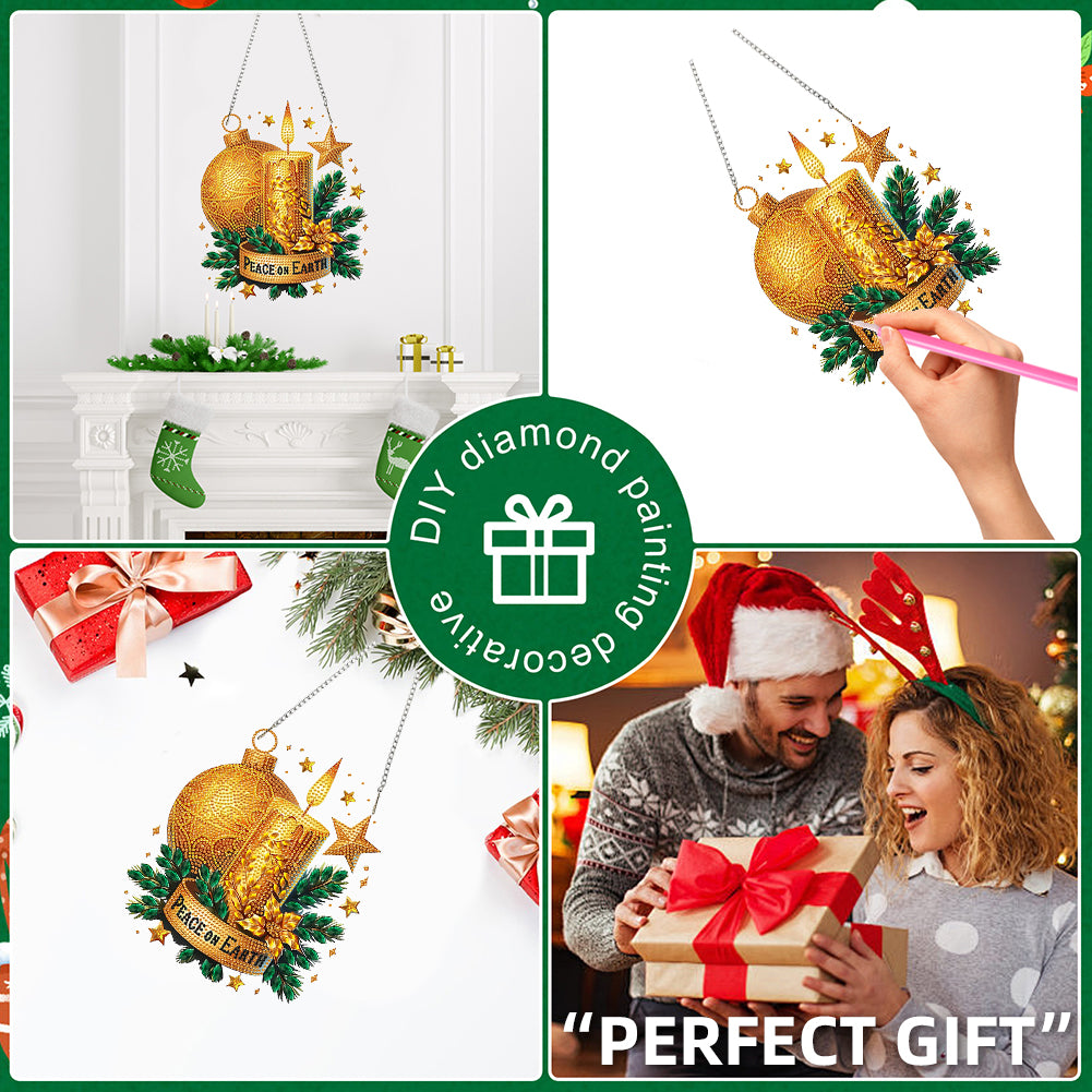 Christmas Theme 2D Flat DIY Hanging Diamond Art Kits Home Wall Decoration Crafts