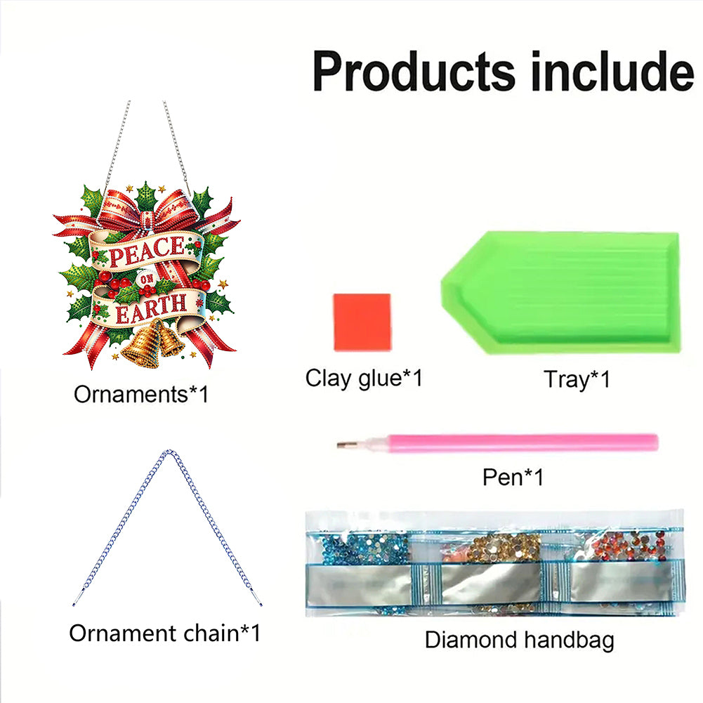 Christmas Theme 2D Flat DIY Hanging Diamond Art Kits Home Wall Decoration Crafts