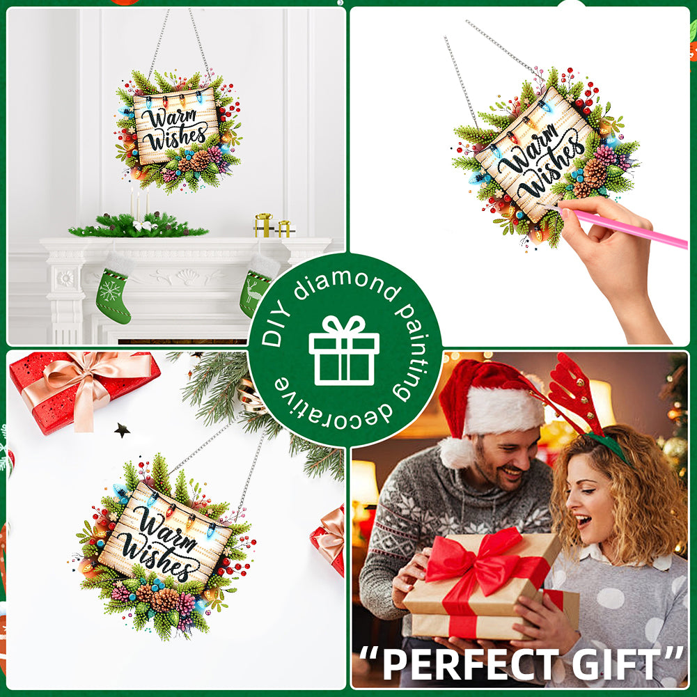 Christmas Theme 2D Flat DIY Hanging Diamond Art Kits Home Wall Decoration Crafts