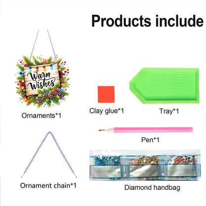 Christmas Theme 2D Flat DIY Hanging Diamond Art Kits Home Wall Decoration Crafts
