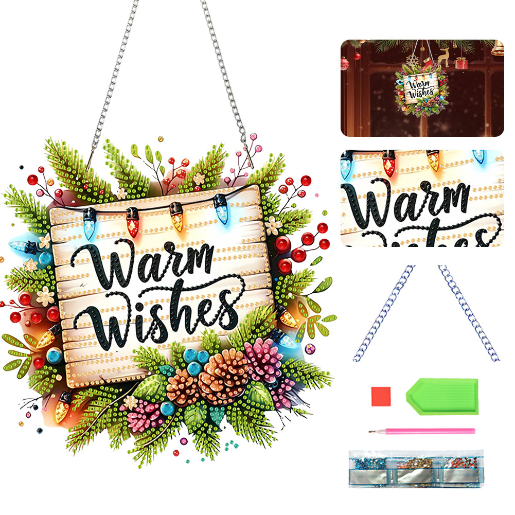 Christmas Theme 2D Flat DIY Hanging Diamond Art Kits Home Wall Decoration Crafts