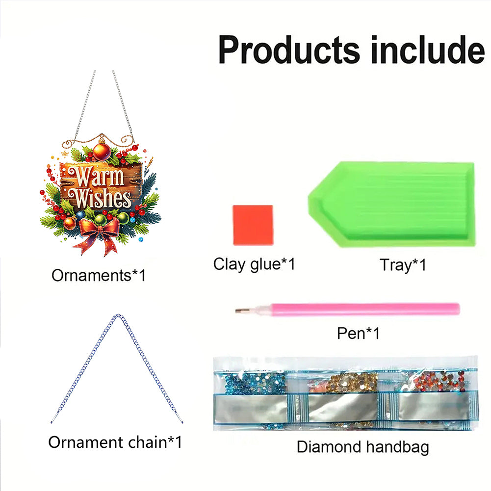 Christmas Theme 2D Flat DIY Hanging Diamond Art Kits Home Wall Decoration Crafts