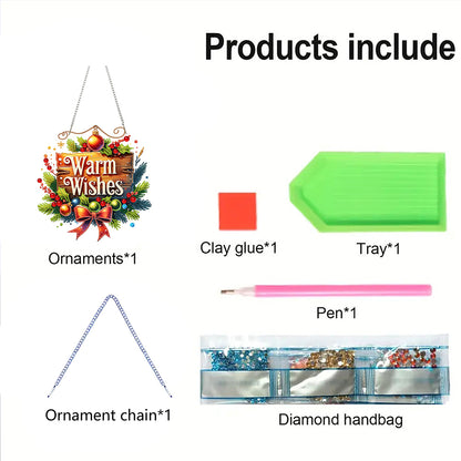 Christmas Theme 2D Flat DIY Hanging Diamond Art Kits Home Wall Decoration Crafts