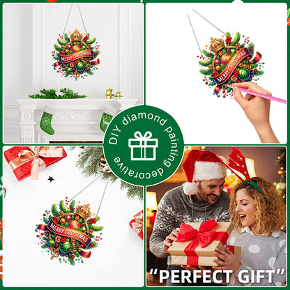 Christmas Theme 2D Flat DIY Hanging Diamond Art Kits Home Wall Decoration Crafts