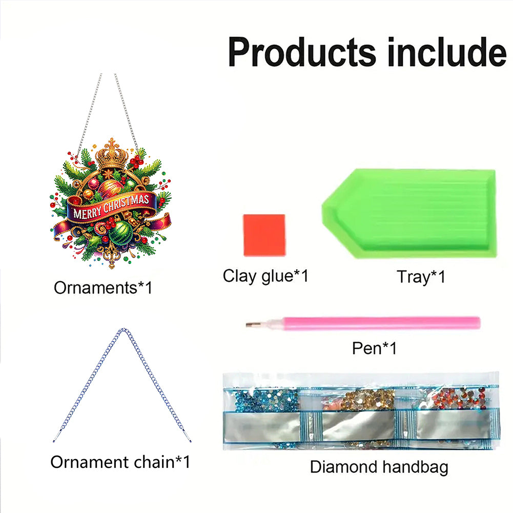 Christmas Theme 2D Flat DIY Hanging Diamond Art Kits Home Wall Decoration Crafts