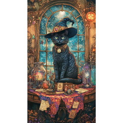 Wizard Black Cat - 11CT Stamped Cross Stitch 40*70CM