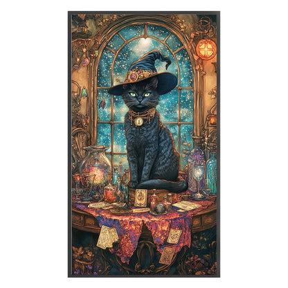 Wizard Black Cat - 11CT Stamped Cross Stitch 40*70CM