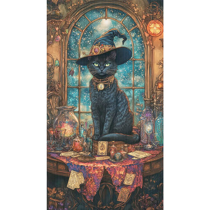 Wizard Black Cat - 11CT Stamped Cross Stitch 40*70CM