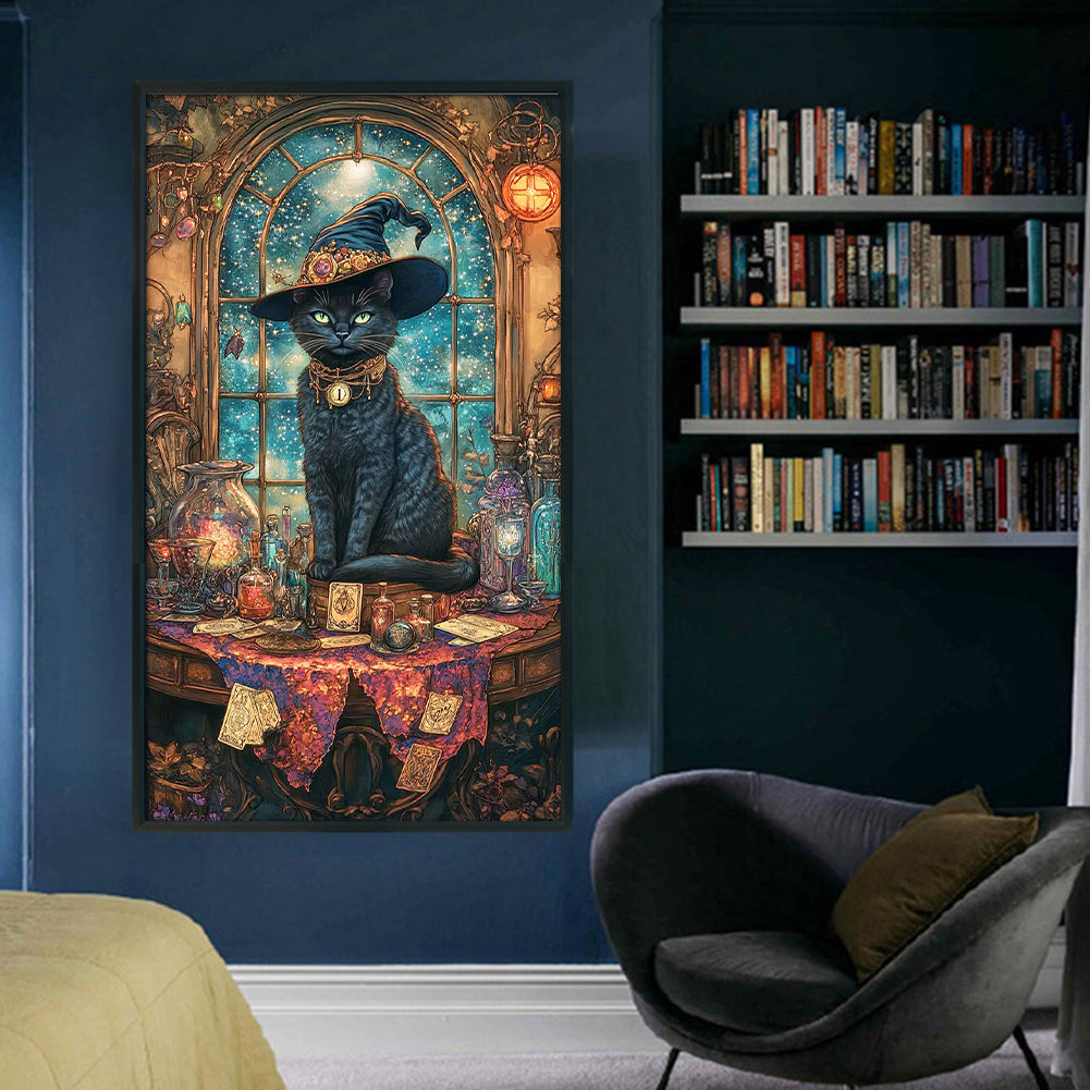 Wizard Black Cat - 11CT Stamped Cross Stitch 40*70CM