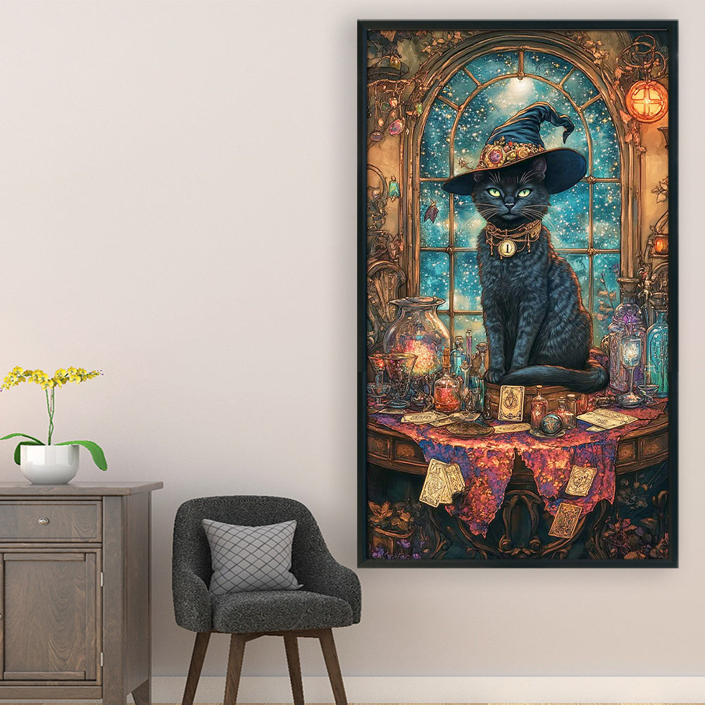 Wizard Black Cat - 11CT Stamped Cross Stitch 40*70CM