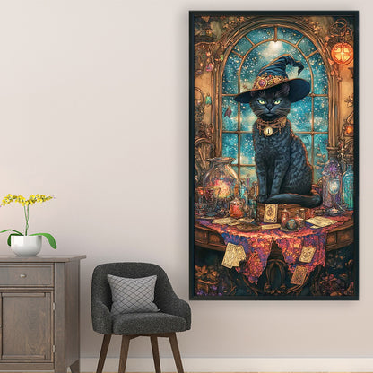 Wizard Black Cat - 11CT Stamped Cross Stitch 40*70CM