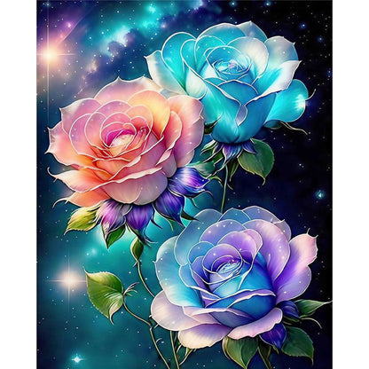 Colored Rose - 11CT Stamped Cross Stitch 40*50CM