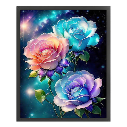 Colored Rose - 11CT Stamped Cross Stitch 40*50CM
