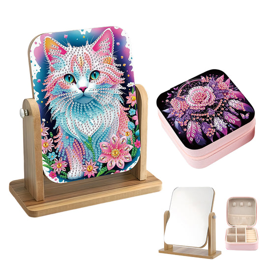 DIY Diamond Painting Kit Rotatable Mirror with Diamond Painting Jewelry Box