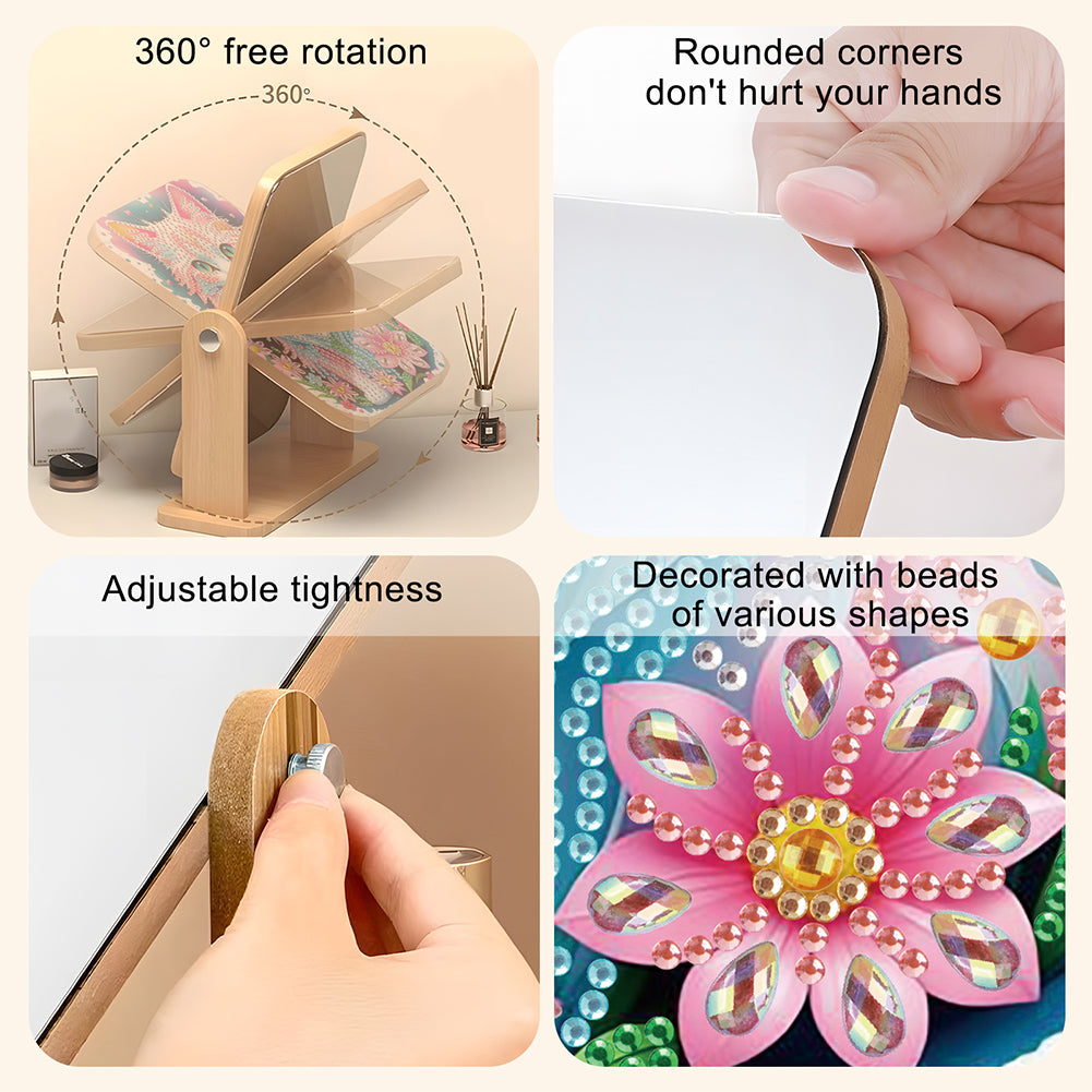 DIY Diamond Painting Kit Rotatable Mirror with Diamond Painting Jewelry Box