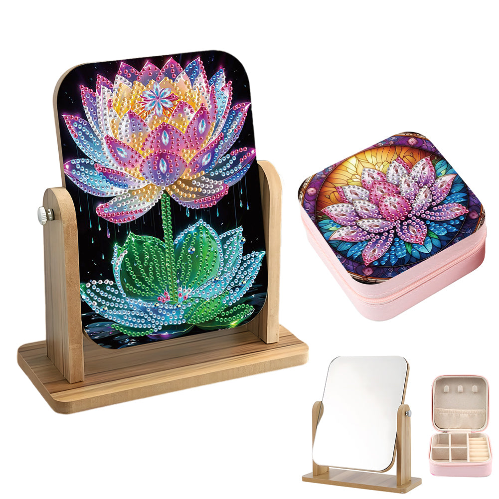DIY Diamond Painting Kit Rotatable Mirror with Diamond Painting Jewelry Box