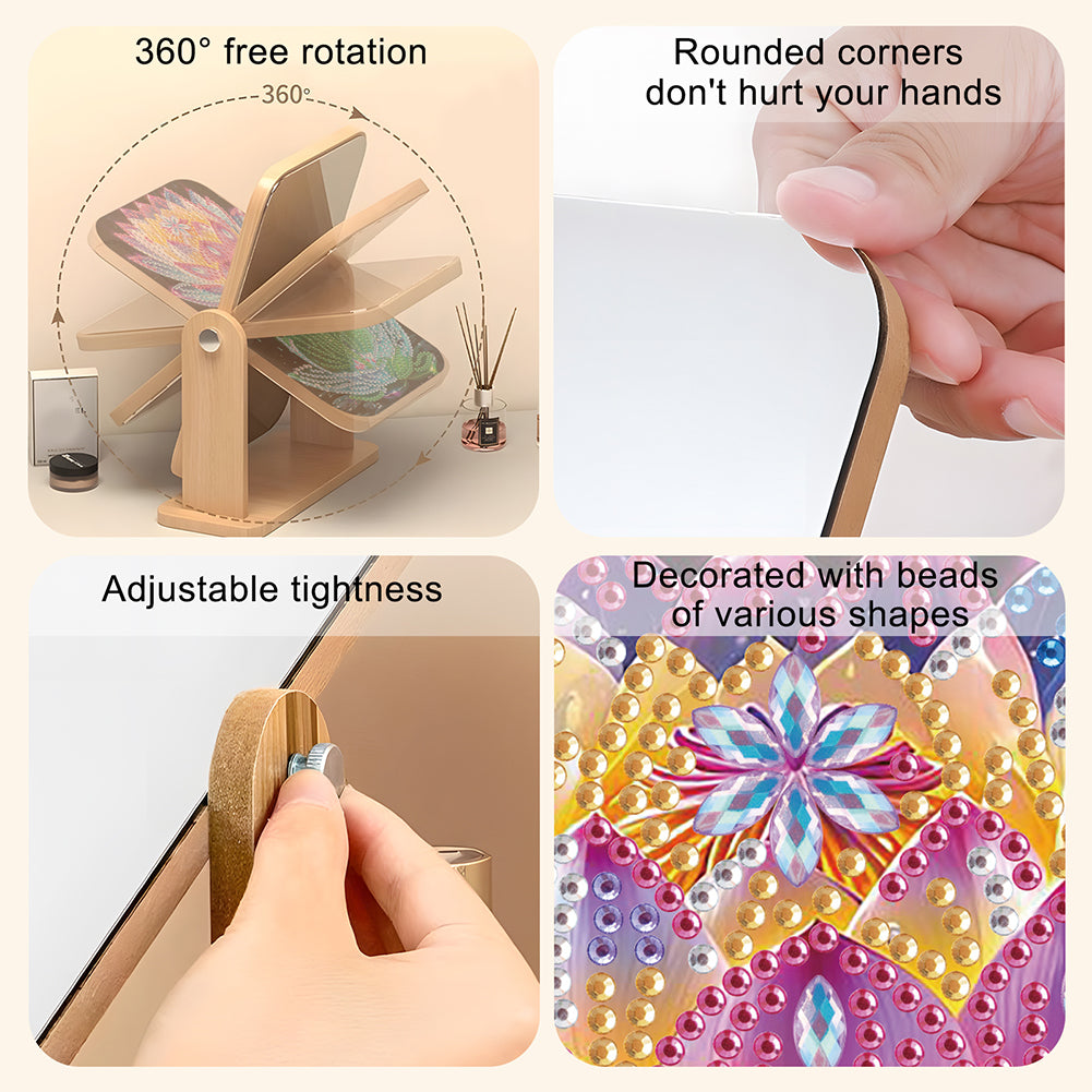 DIY Diamond Painting Kit Rotatable Mirror with Diamond Painting Jewelry Box