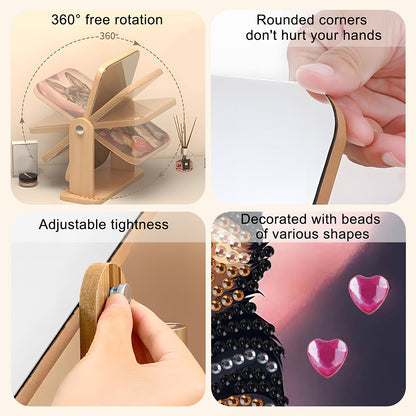 DIY Diamond Painting Kit Rotatable Mirror with Diamond Painting Jewelry Box