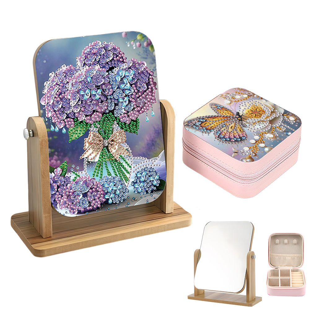 DIY Diamond Painting Kit Rotatable Mirror with Diamond Painting Jewelry Box