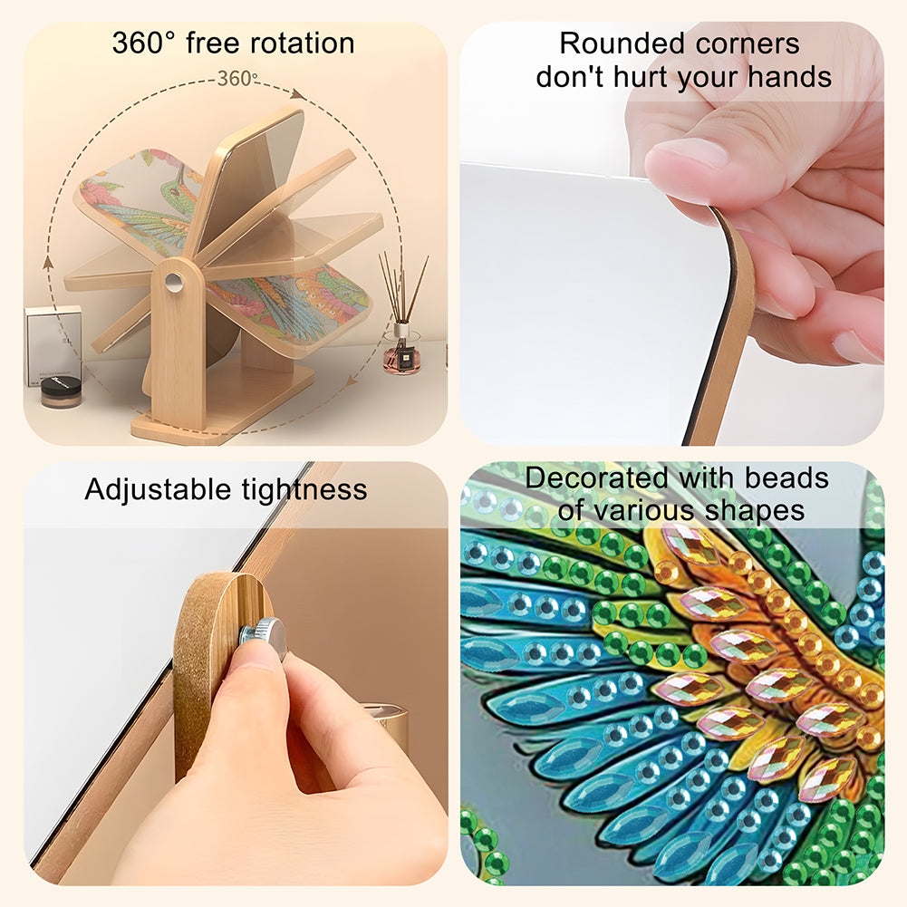 DIY Diamond Painting Kit Rotatable Mirror with Diamond Painting Jewelry Box