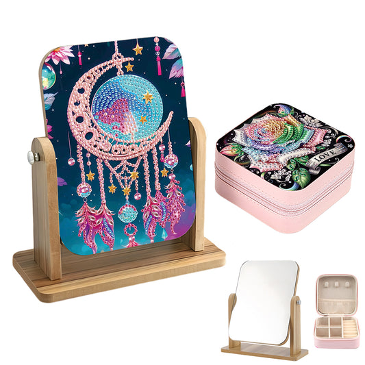 DIY Diamond Painting Kit Rotatable Mirror with Diamond Painting Jewelry Box