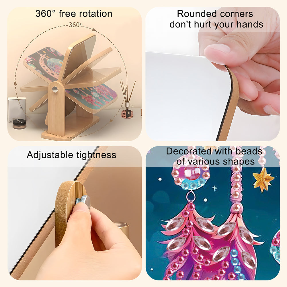 DIY Diamond Painting Kit Rotatable Mirror with Diamond Painting Jewelry Box