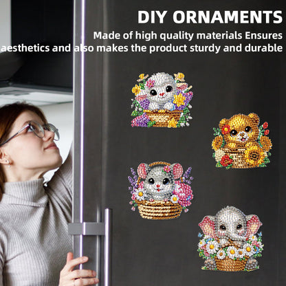 6Pcs Acrylic 2D Flat Animal Diamond Art Fridge Magnet Diamond Art Magnets Decals