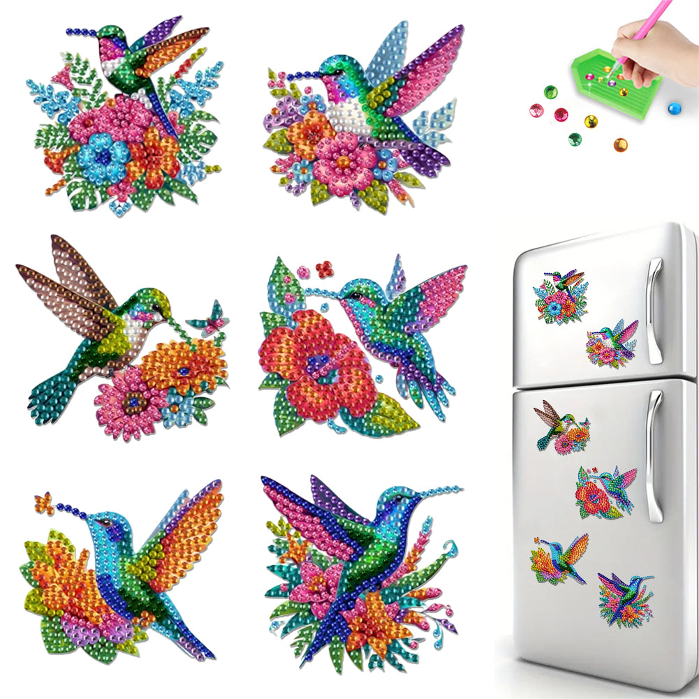 6Pcs Acrylic 2D Flat Animal Diamond Art Fridge Magnet Diamond Art Magnets Decals