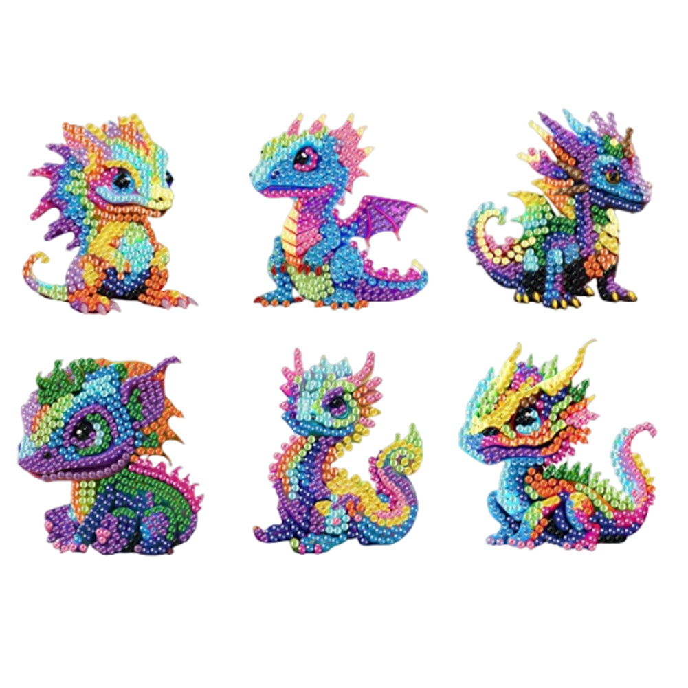 6Pcs Acrylic 2D Flat Animal Diamond Art Fridge Magnet Diamond Art Magnets Decals