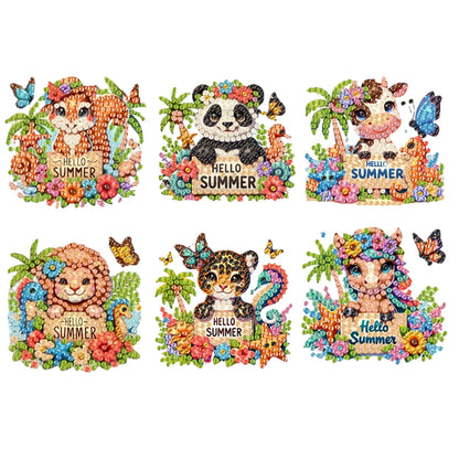 6Pcs Acrylic 2D Flat Animal Diamond Art Fridge Magnet Diamond Art Magnets Decals