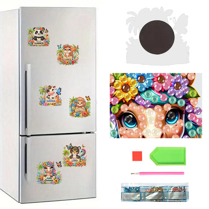 6Pcs Acrylic 2D Flat Animal Diamond Art Fridge Magnet Diamond Art Magnets Decals
