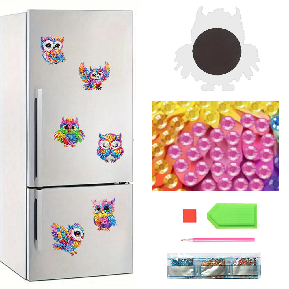 6Pcs Acrylic 2D Flat Animal Diamond Art Fridge Magnet Diamond Art Magnets Decals