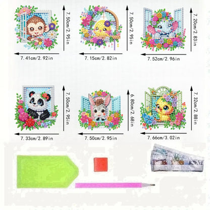 6Pcs Acrylic 2D Flat Animal Diamond Art Fridge Magnet Diamond Art Magnets Decals