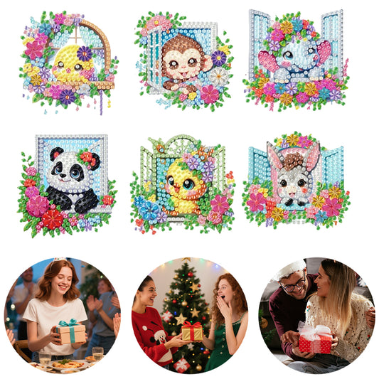 6Pcs Acrylic 2D Flat Animal Diamond Art Fridge Magnet Diamond Art Magnets Decals