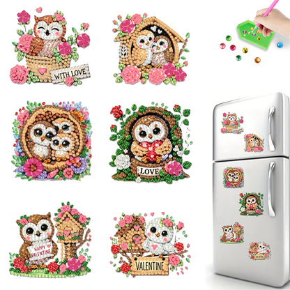 6Pcs Acrylic 2D Flat Animal Diamond Art Fridge Magnet Diamond Art Magnets Decals