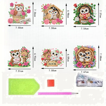 6Pcs Acrylic 2D Flat Animal Diamond Art Fridge Magnet Diamond Art Magnets Decals